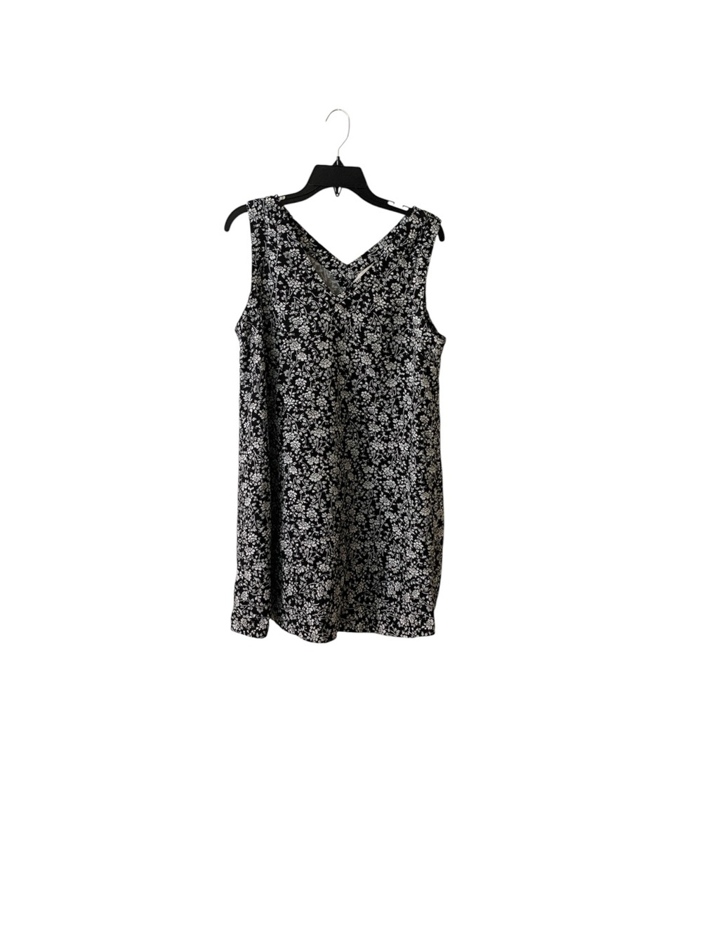 LOFT Black and White Floral Sleeveless Mini Dress